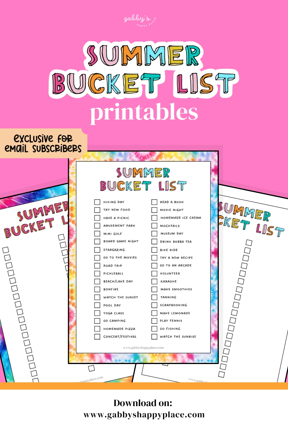 Summer Bucket List Printable
